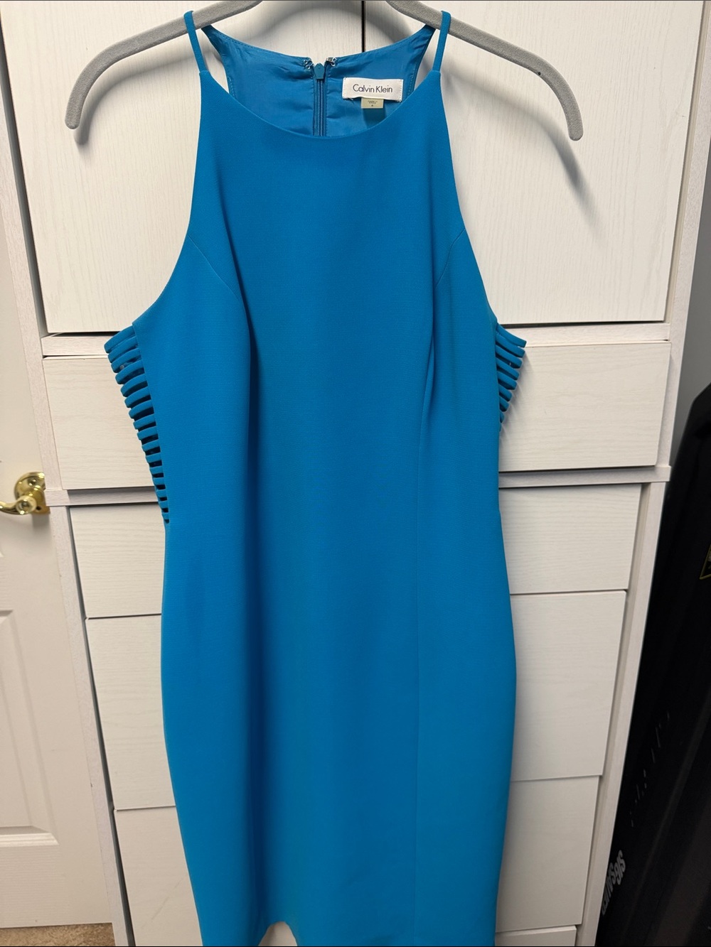 Calvin Klein Bright Turquoise Blue Halter Midi Dress
